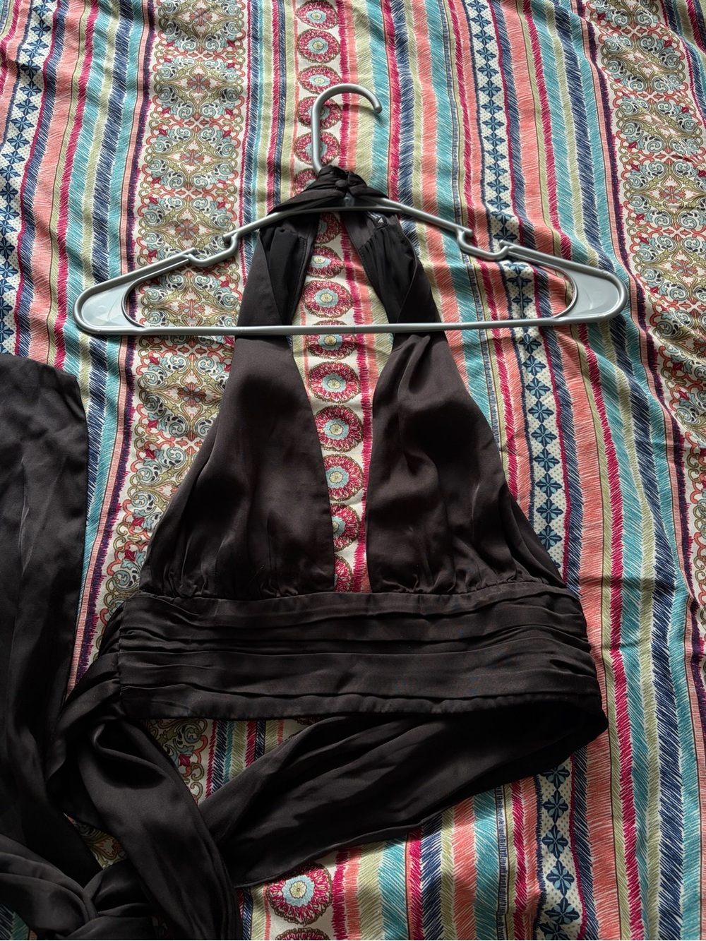 Zara Dark Brown Satin Halter Bandeau Top